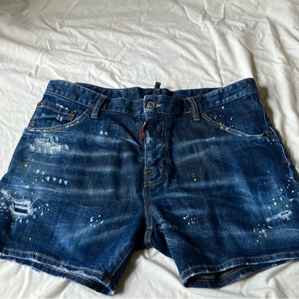 DSQUARED2 Blue Jean Shorts Distressed Mid-Thigh